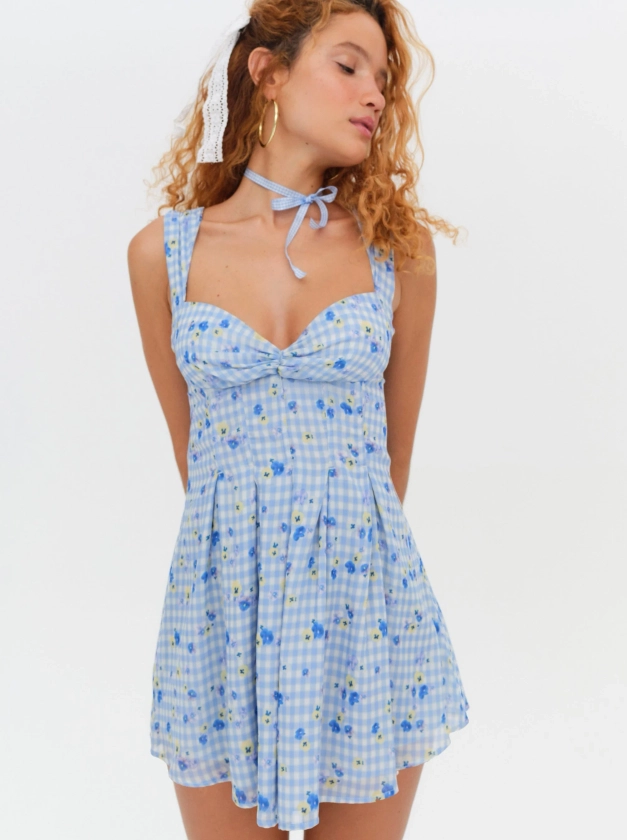August Mini Dress — Blue