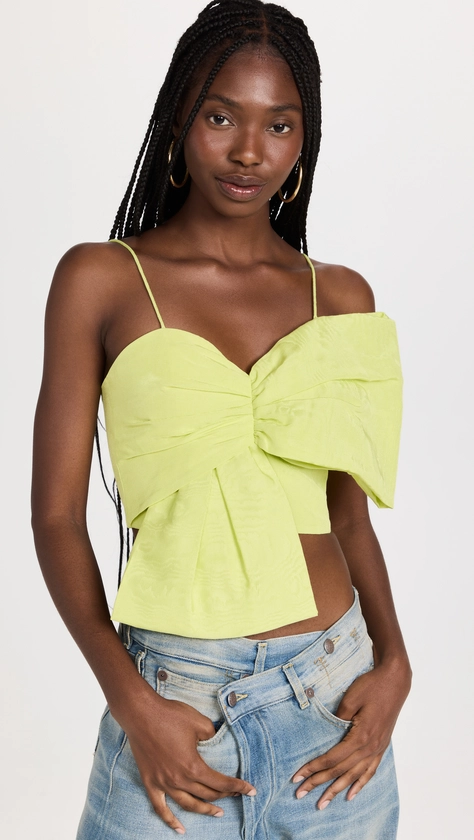 alice + olivia Beline Spaghetti Strap Bow Crop Top | Shopbop