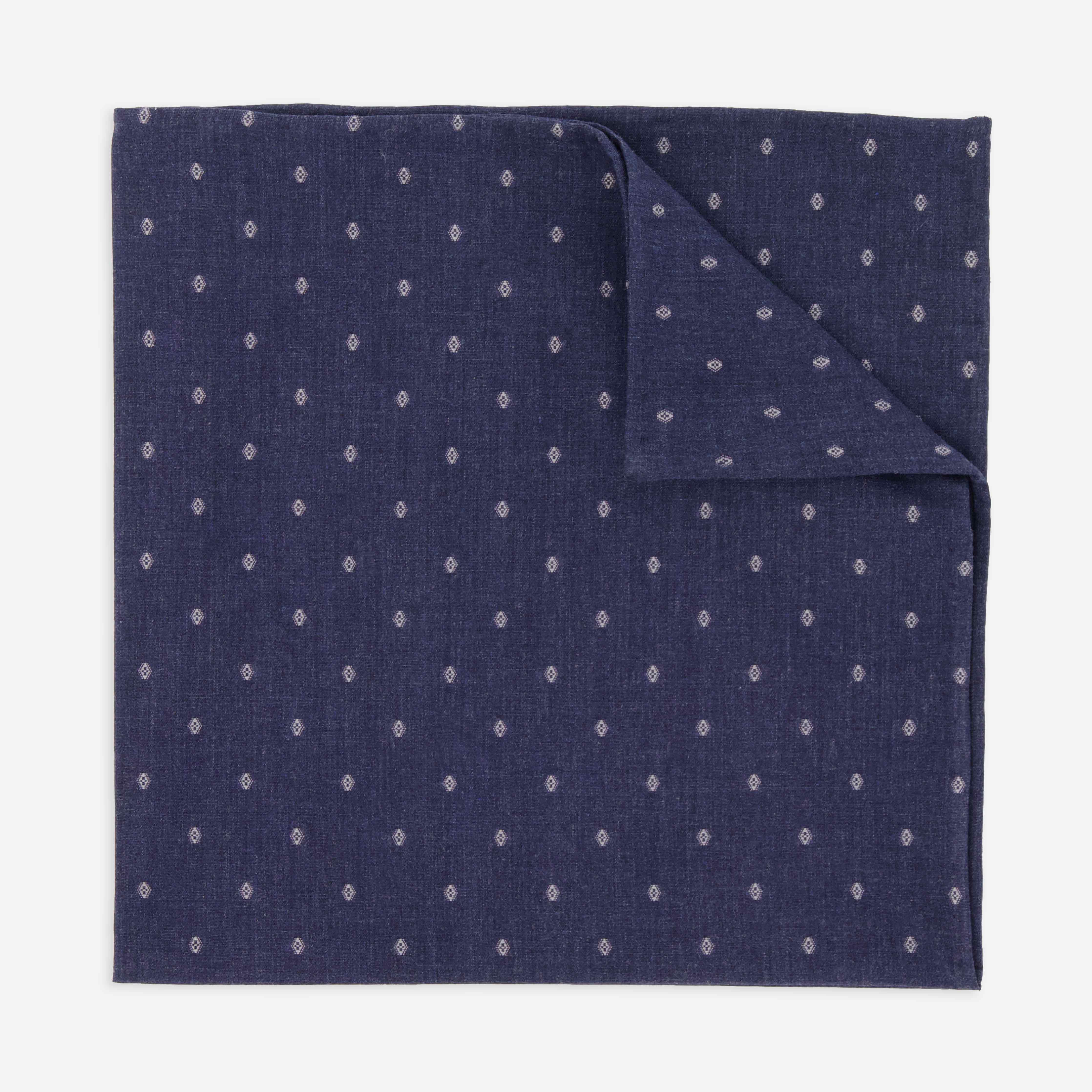 Medallion Dot Navy Pocket Square | Cotton Pocket Squares | Tie Bar