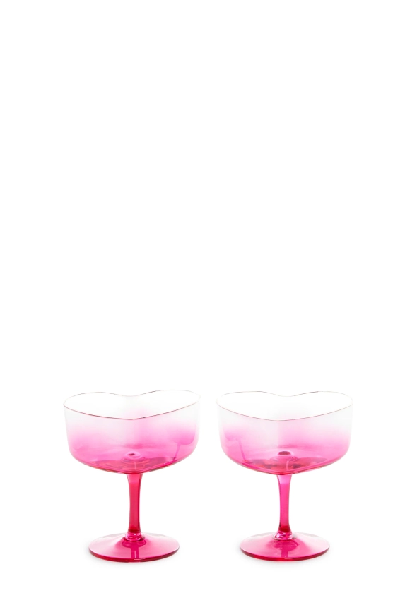 Dolls Home Glass Heart Shaped Martini Glass Set - Pink