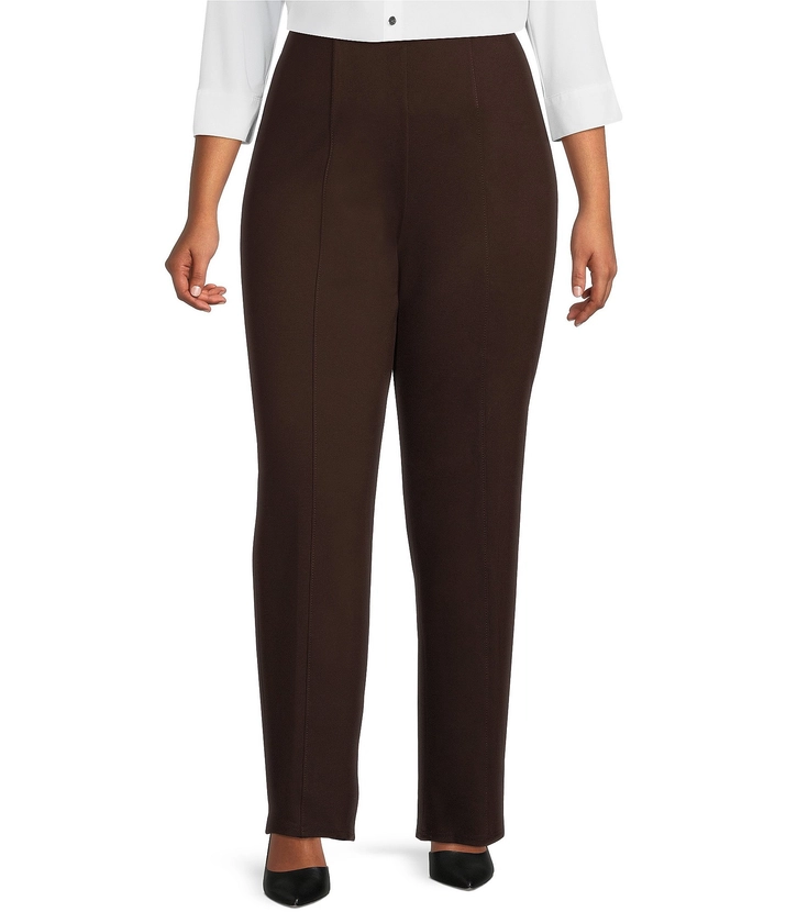 Slim Factor by Investments Plus Size Ponte Knit No Waist Slim Straight Pants | Dillard's