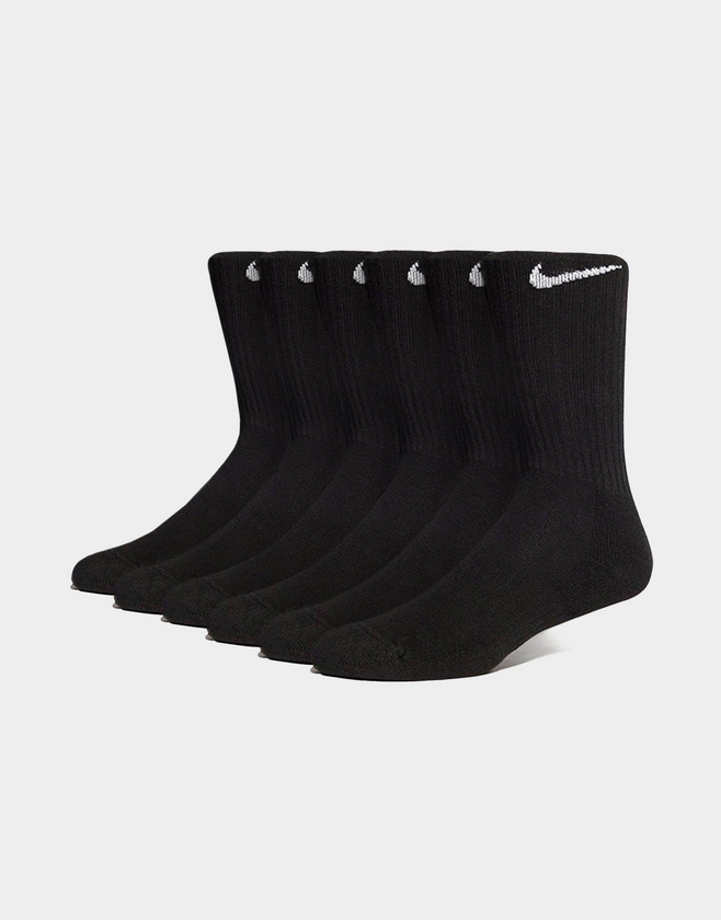Black Nike 6-Pack Everyday Cushioned Training Crew Socks | JD Sports UK 