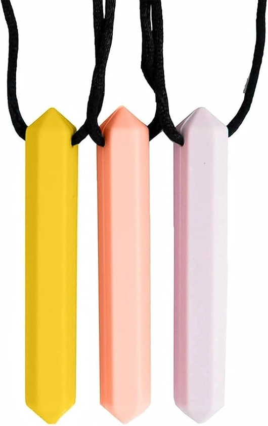 Tilcare Chew Chew Collier à Macher - Meilleurs collier à macher pour les enfants autistes – colliers à mâcher en silicone durables et solides - Pendentif à mâcher pour garçons et filles