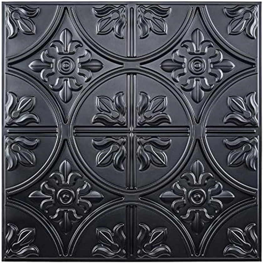Art3d PVC Drop Ceiling Tiles, Easy Glue-up Panels for Ceilng, Wall Decoration, 60x60 CM, 12 Pcs, Black : Amazon.com.au: Home Improvement