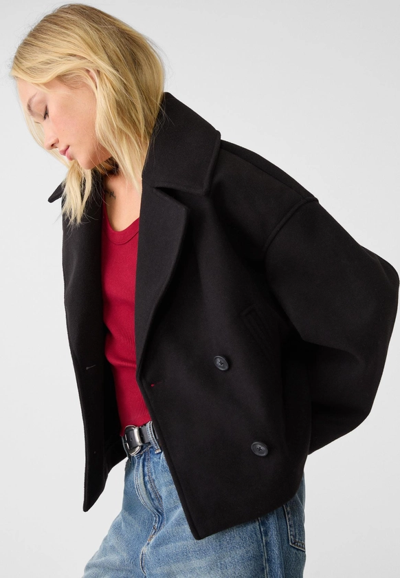 Short double-breasted coat - Women's Coats | Stradivarius United States