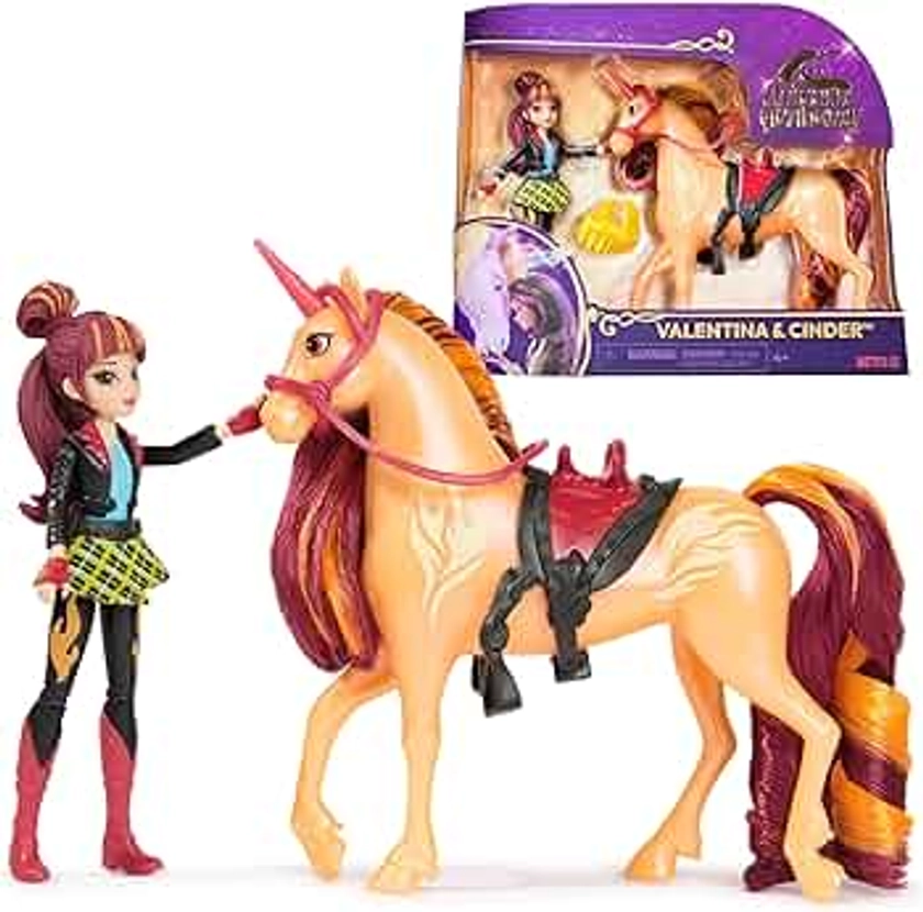 Unicorn Academy, Valentina & Cinder Set with 2 Riding Accessories & Hair Styling Tool, Dolls & Unicorn Toys for Girls Ages 4 and up