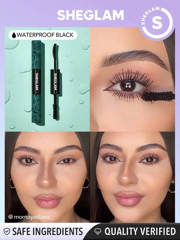 SHEGLAM Mascara Volume & Longueur Tout-en-un 2 En 1 Pinceau À Double Extrémité, Waterproof, Volumateur, Allongeant, Curling, Épaisseur De Cils, Allonge La Levée De Cils, Maquillage Des Yeux Durable