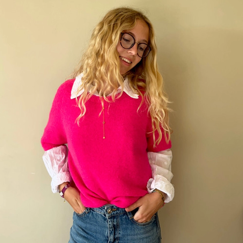 Pull manche courte rose | Jennly