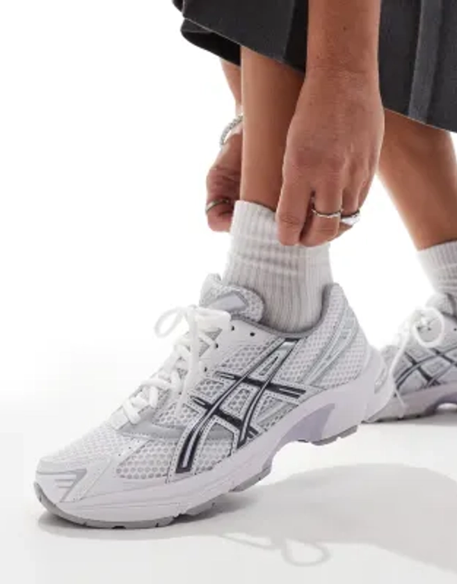 Asics Gel-1130 trainers in white silver and lilac