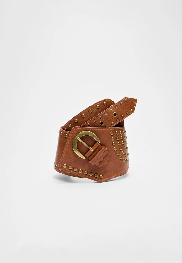 Asymmetric studded belt - Women's Belts | Stradivarius United Kingdom