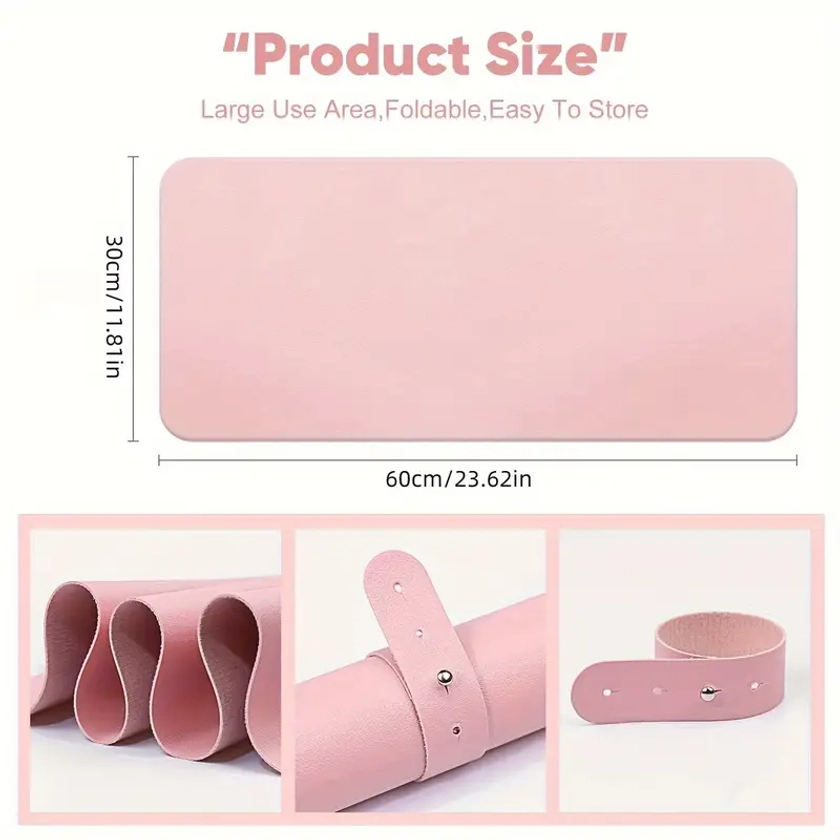 Foldable Pink Nail Art Table Mat Soft Microfiber Pu Leather - Temu Australia