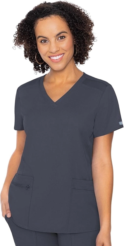 Med Couture Scrub Top for Women, V-Neck with 4 Pocket, Ultra Soft, 2-Way Stretch and Wrinkle-Free Fabric - MC7468