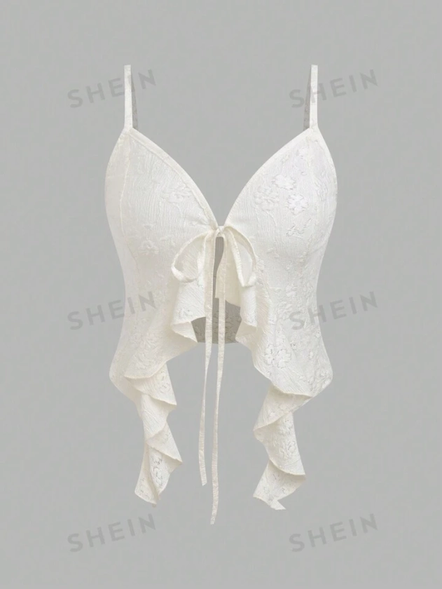 SHEIN MOD Fashionable Summer Ruffle Edge Tie-Strap Camisole | SHEIN USA
