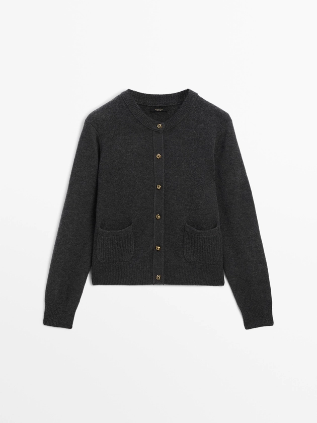 Wool blend buttoned cardigan · Gris Foncé, Noir, Cru · Pulls Et Cardigans | Massimo Dutti