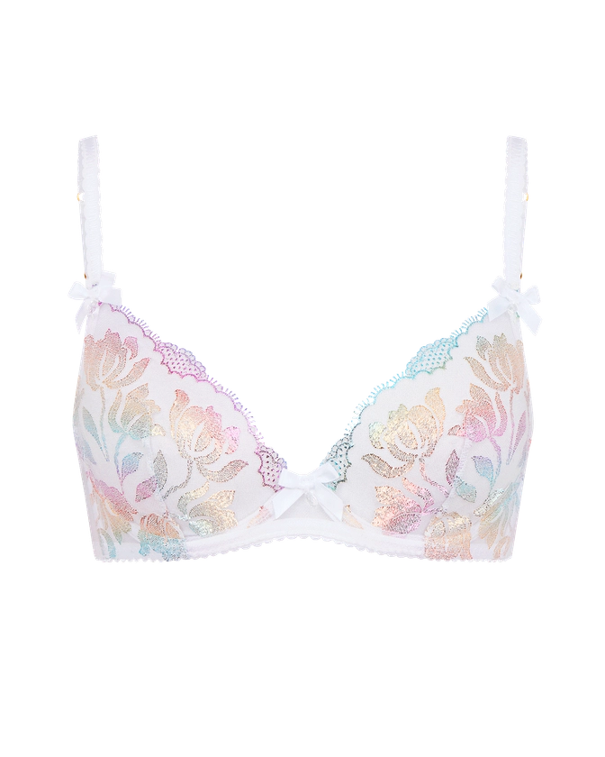 Sparkle Plunge Underwired Bra in White | By Agent Provocateur