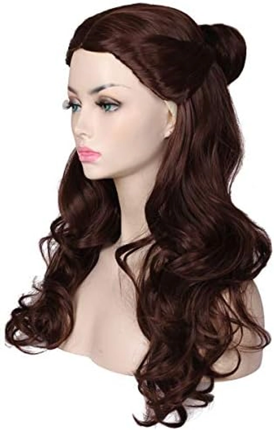 Amazon.com: ColorGround Women’s Long Wavy Brown Prestyled Cosplay Costume Wig with Detachable Bun : Clothing, Shoes & Jewelry