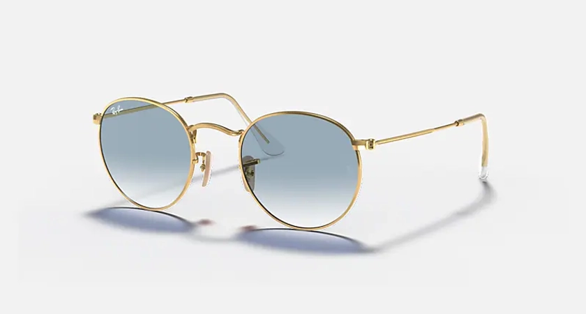 Les lunettes de soleil ROUND FLAT LENSES en Doré arista et Dégradé bleu clair - RB3447N | Ray-Ban® FR