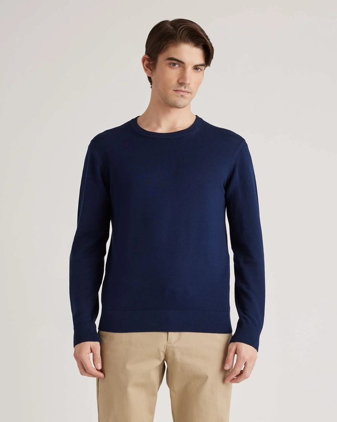 Organic Cotton-Silk Pique Crewneck Sweater
