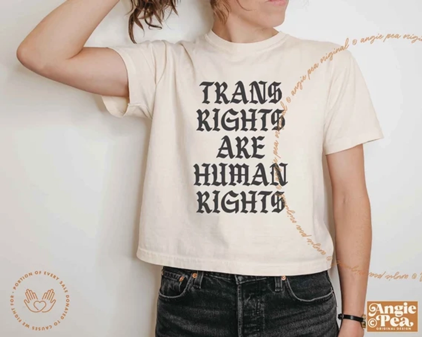 Trans Rights Are Human Rights, Trans Pride, Protect Trans Kids, Protect Trans Youth, Trans Crop Top, Boxy Crop Top, Comfort Colors