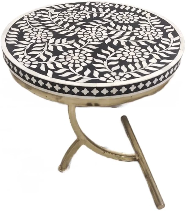 Home Decor Crafts Bone Inlay Side Table, Bone Inlay Wooden Modern End Table, Bone Inlay Furniture, Living Room Tables, Hall Tables. : Amazon.in: Home & Kitchen