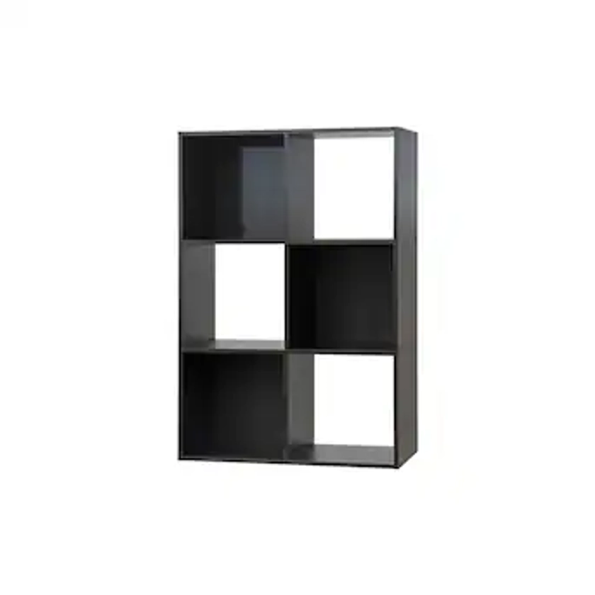 Style Selections 35.88-in H x 24.13-in W x 11.63-in D Black Stackable Wood Laminate 6 Cube Organizer Lowes.com