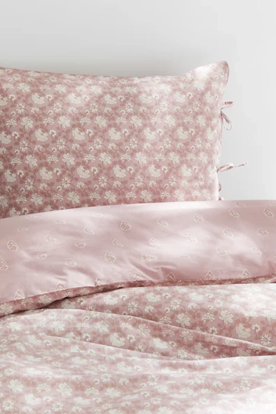 Parure de couette lit simple à motif fleuri - Rose ancien clair/fleuri - Home All | H&M FR