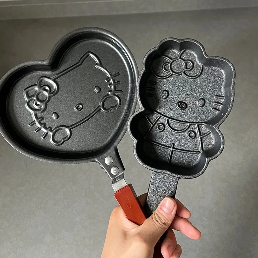Hello Kitty Sanrio Mini Frying Pan Anime Mickey Kitchen Accessories Home Kids Breakfast Omelet Pan Creative Portable Kitchenware