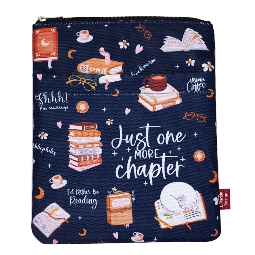 Just One More Chapter, pochette de livre avec fermeture éclair et poche avant, couvertures de livre pour broché, 27,9 x 21,6 cm, cadeaux pour amateurs de livres