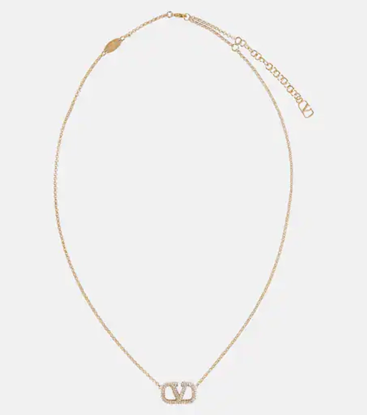 VLogo embellished necklace in gold - Valentino | Mytheresa