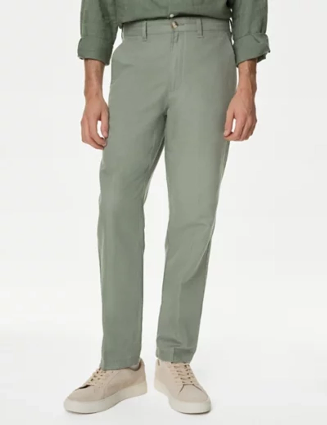 Regular Fit Linen Blend Trousers | M&S Collection | M&S