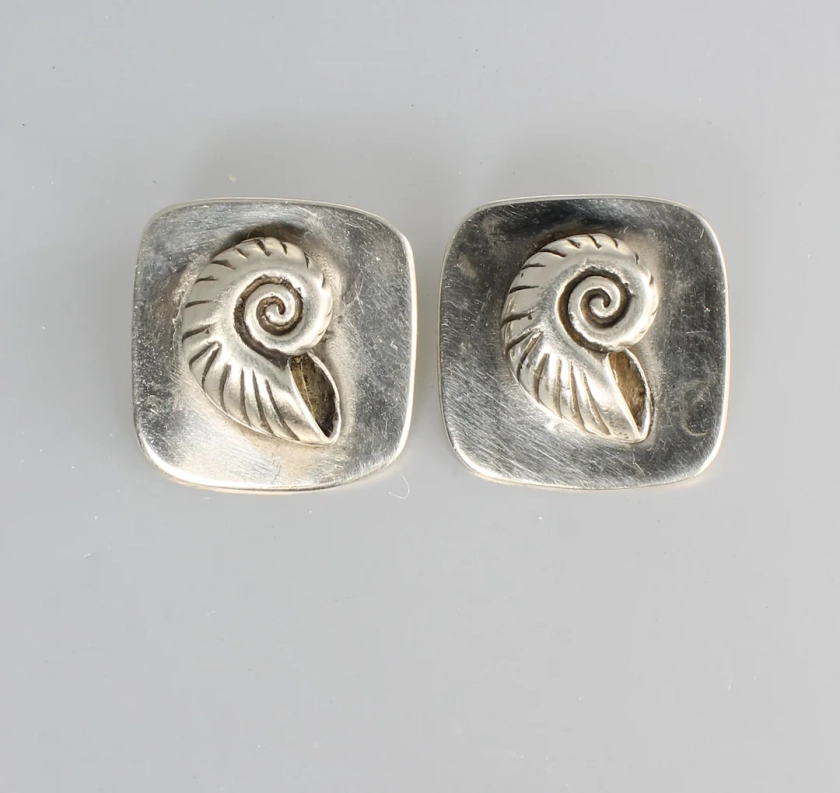 Sterling Silver Nautilus Shell Earrings Clip on 1970s Jewelry - Etsy Australia