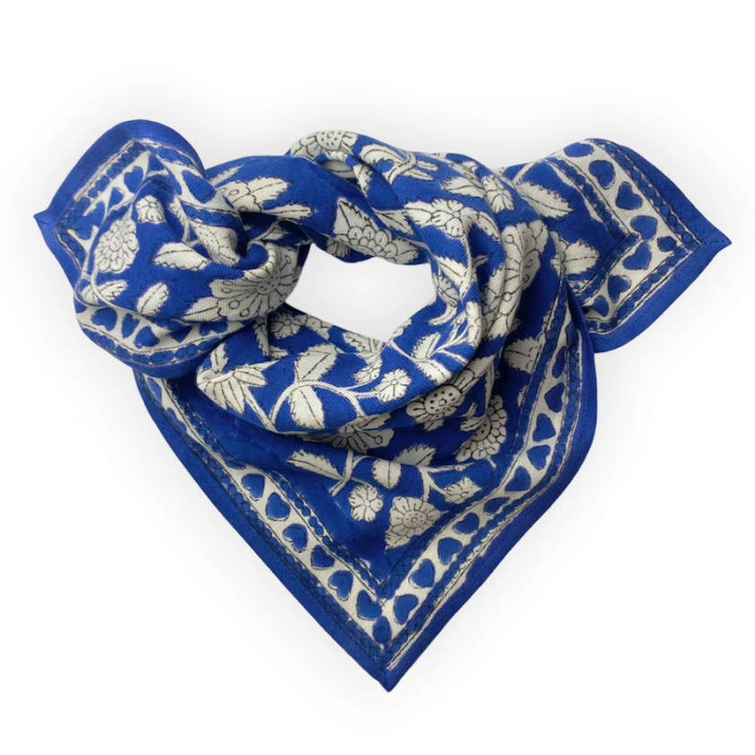 Foulard Manika "Coeur" majorelle - Apaches Collections - Petits foulards