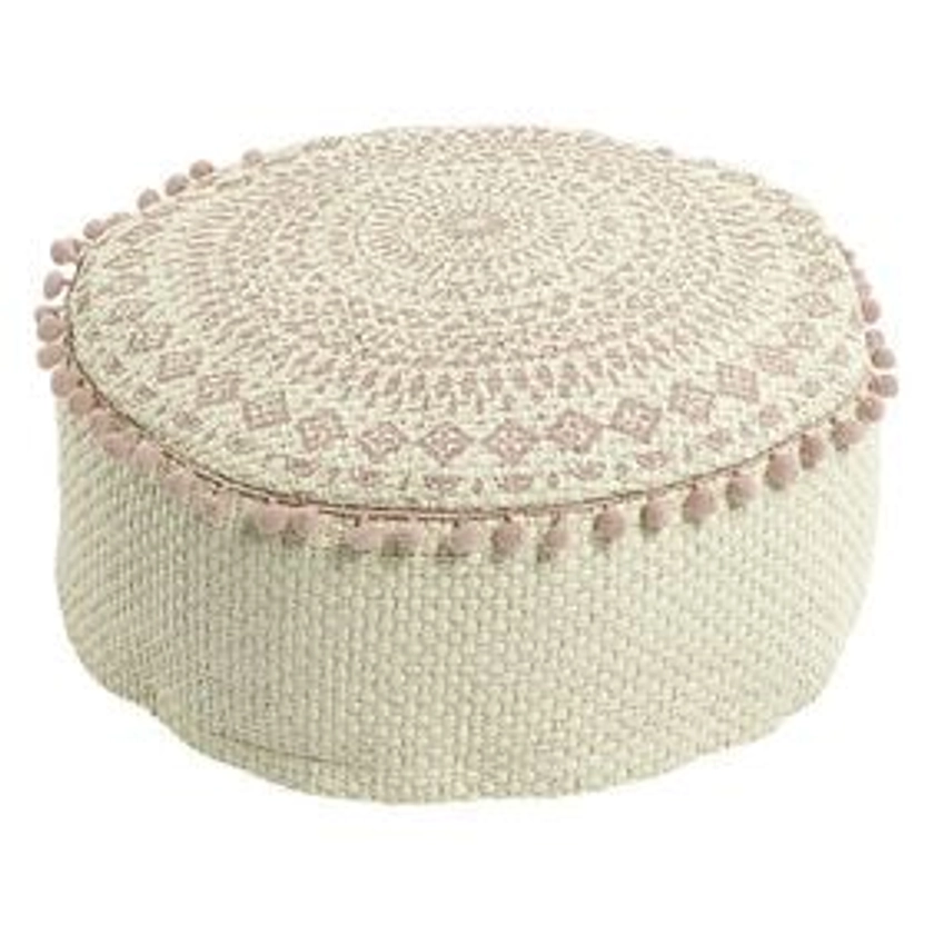 Pouf motif arabesque avec pompons