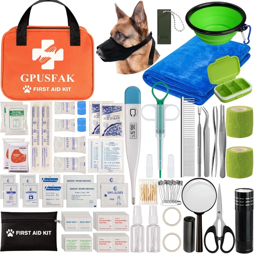 Pet First Aid Kit for Dogs and Cats - Pet Emergency Kit for Traveling Home