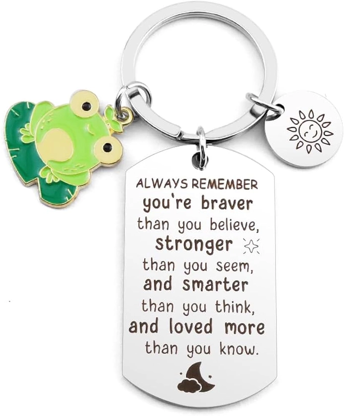 Inspirational Frog Keychain, Stainless Steel, Unisex, Birthday Gift for Frog Lovers