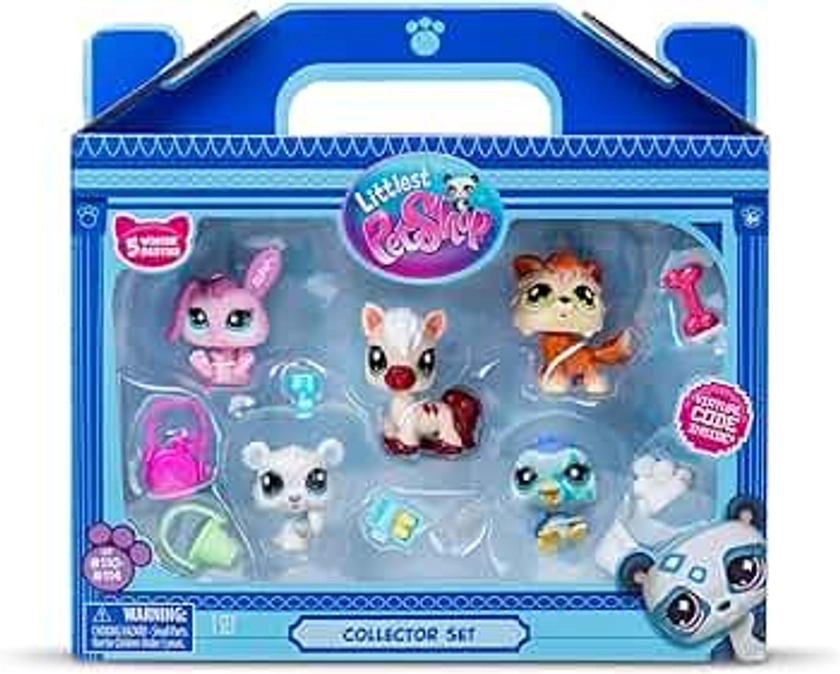 BANDAI Littlest Pet Shop Series 2 Collectors 5 Pack Winter Besties | The Pack Contains 5 LPS Mini Pet Toys 7 Accessories 1 Collector Card and 1 Virtual Code | Collectable Toys for Girls and Boys