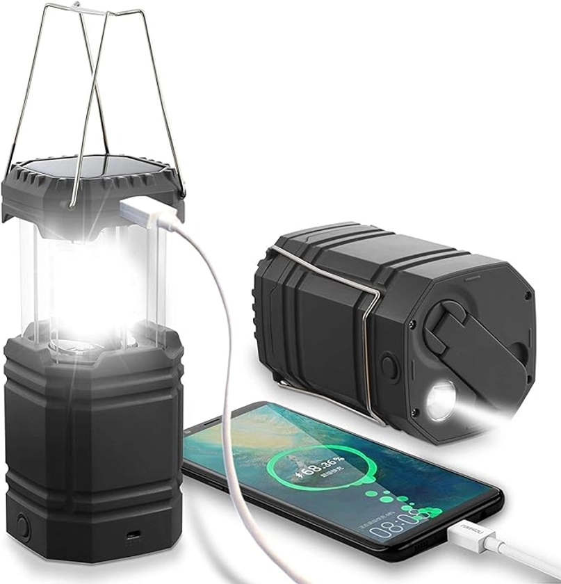 Rechargeable Camping Lights, LED Solar Camping Wind up Lantern, Hand Crank Emergency Light with 3000mAh Battery for Camping, Hiking, Fishing, SOS, Outdoor, Power Cuts-Black : Amazon.co.uk: Sports & Outdoors