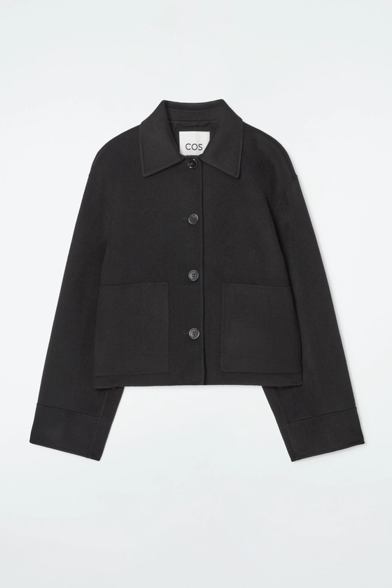 VESTE SILHOUETTE CARRÉE EN LAINE DOUBLE FACE - NOIR