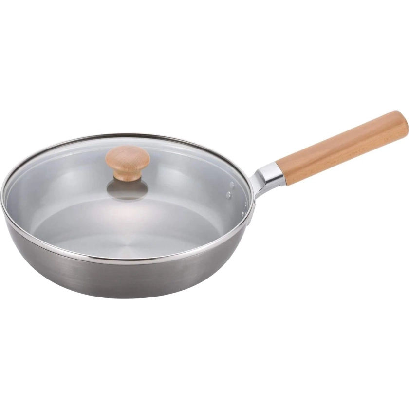 Chitose Induction Iron Frying Pan With Glass Lid 24cm
