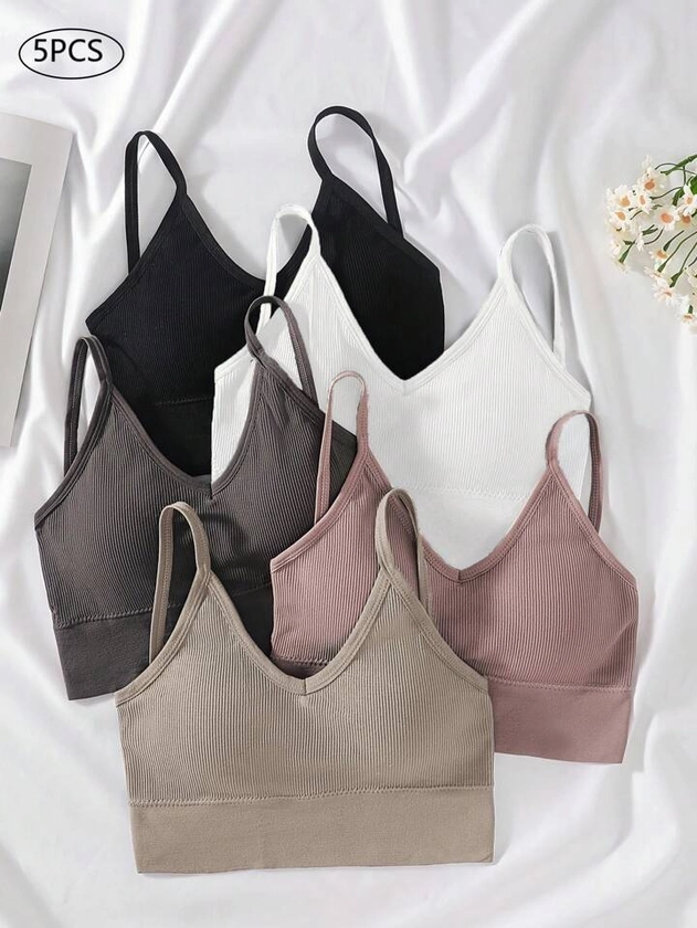 5-Pack Women Cross Back Ventilated Bra With Large Open Back, Can Wear Outside As Underwear, Lingerie