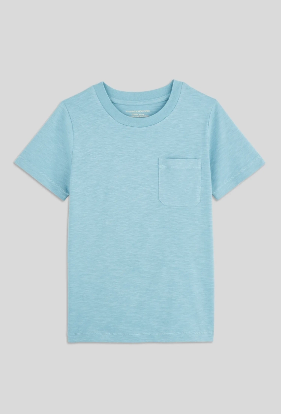 T-shirt manches courtes uni poche poitrine en coton BIO BLEU pour enfant MONOPRIX KIDS