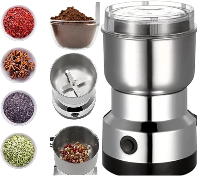 Wancle Stainless Steel Nima Grinder,Spice Coffee Grinder, Dry Masala Grinder, Masala Mixer Grinder Mini, Mini Masala Grinder, Mini Mixer Grinder, Spice Grinder Mini (Silver) : Amazon.in: Home & Kitchen