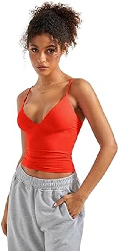 SUUKSESS Women Sexy Deep V Neck Sleeveless Fitted Basic Tops Y2K Tank Top Cami