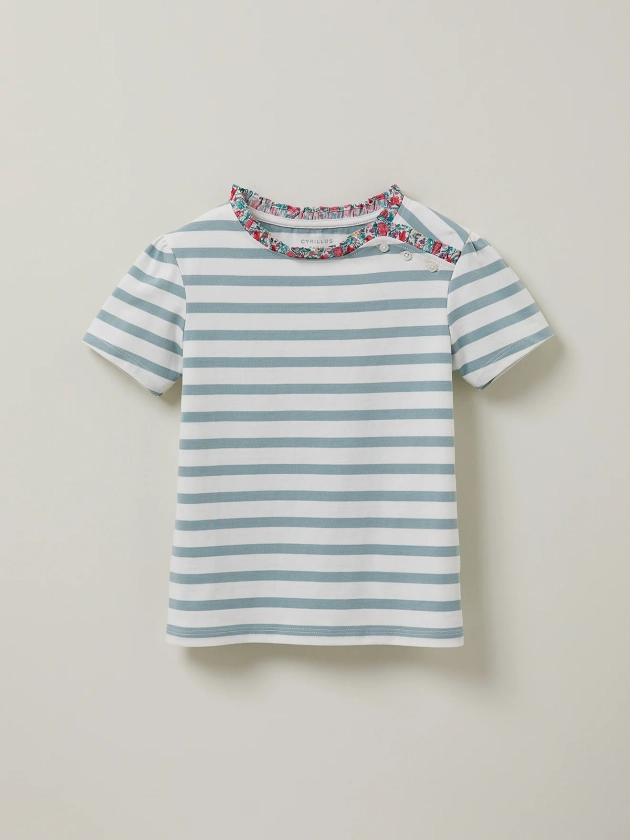 T-shirt marinière Fille Tissu Liberty - Coton Biologique
