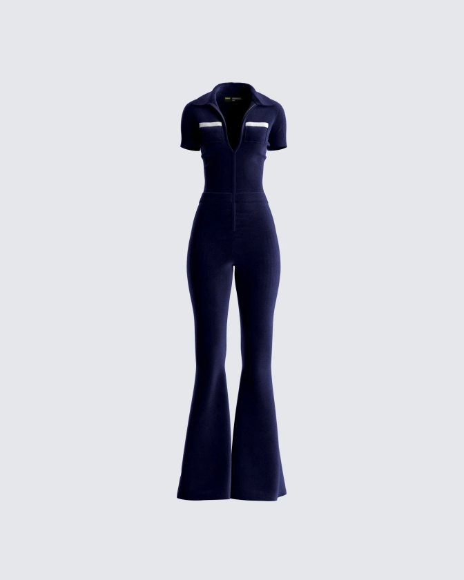 Joanna Navy Flared Jumpsuit