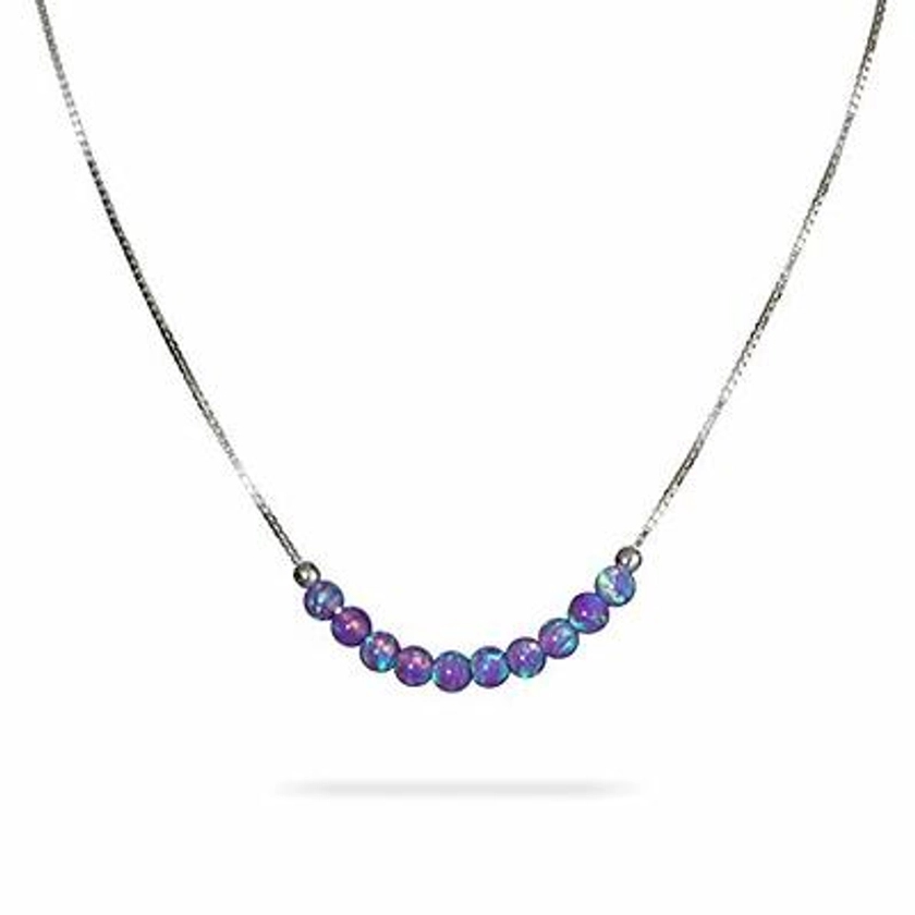 Purple Opal Beaded Necklace - Tiny 3mm Opal Bead Minimalist Jewelry - 925 Sterling Silver box chain 16 +2 Inch Extension Gift Women Girl Necklace - Yahoo Shopping