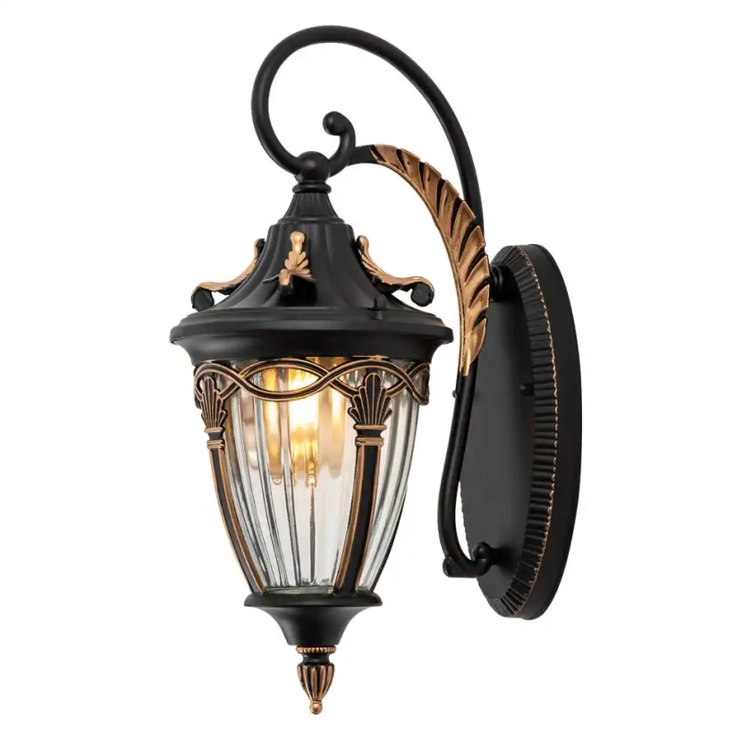 OUKANING 1-Light Black Antique Outdoor/Indoor Waterproof Wall Sconce Wall Light with Clear Glass Shade, No Bulbs Included JZUC34B5NSHCX - The Home Depot