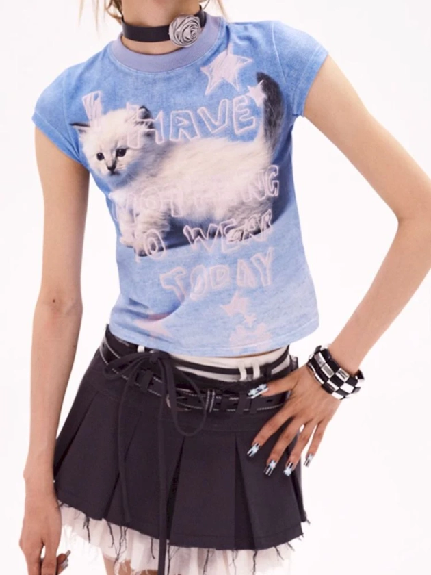 Printed cat's t-shirt【s0000008217】