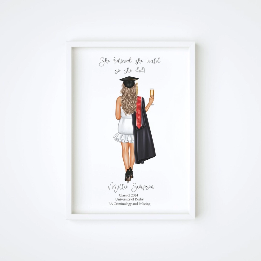 Personalised Graduation Print, Graduation Gift, University Graduation Print, Gifts for Her, She Believed She Could Custom Graduation Gift - Etsy UK