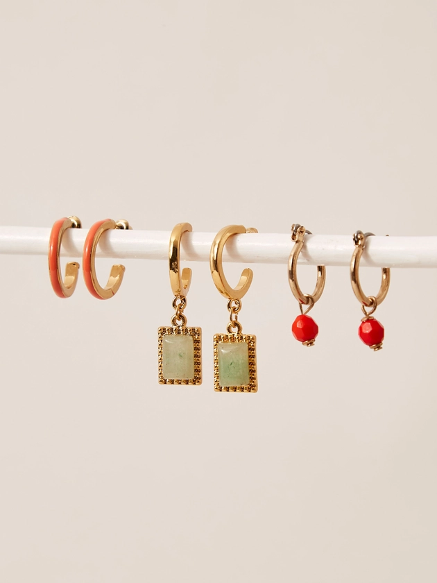 Multipack Red Stone Earrings | Apricot Clothing